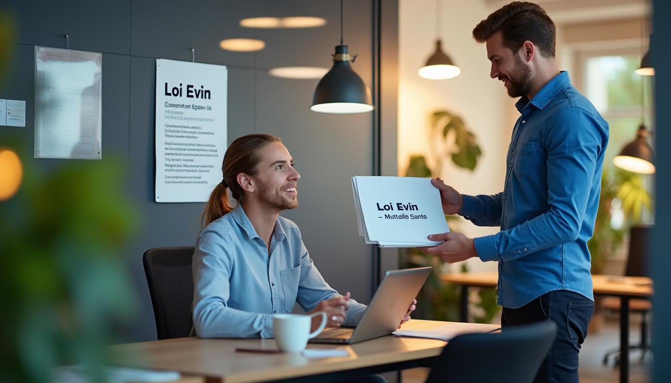 Illustration: Fonctionnement de la loi Évin pour le maintien de la mutuelle santé en entreprise